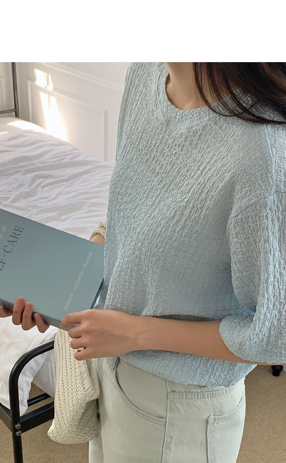 첸트 링클지 루즈핏 반팔티 블라우스