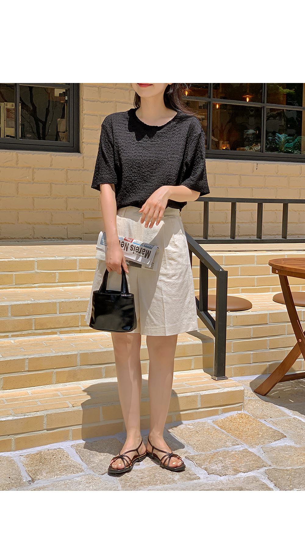 첸트 링클지 루즈핏 반팔티 블라우스