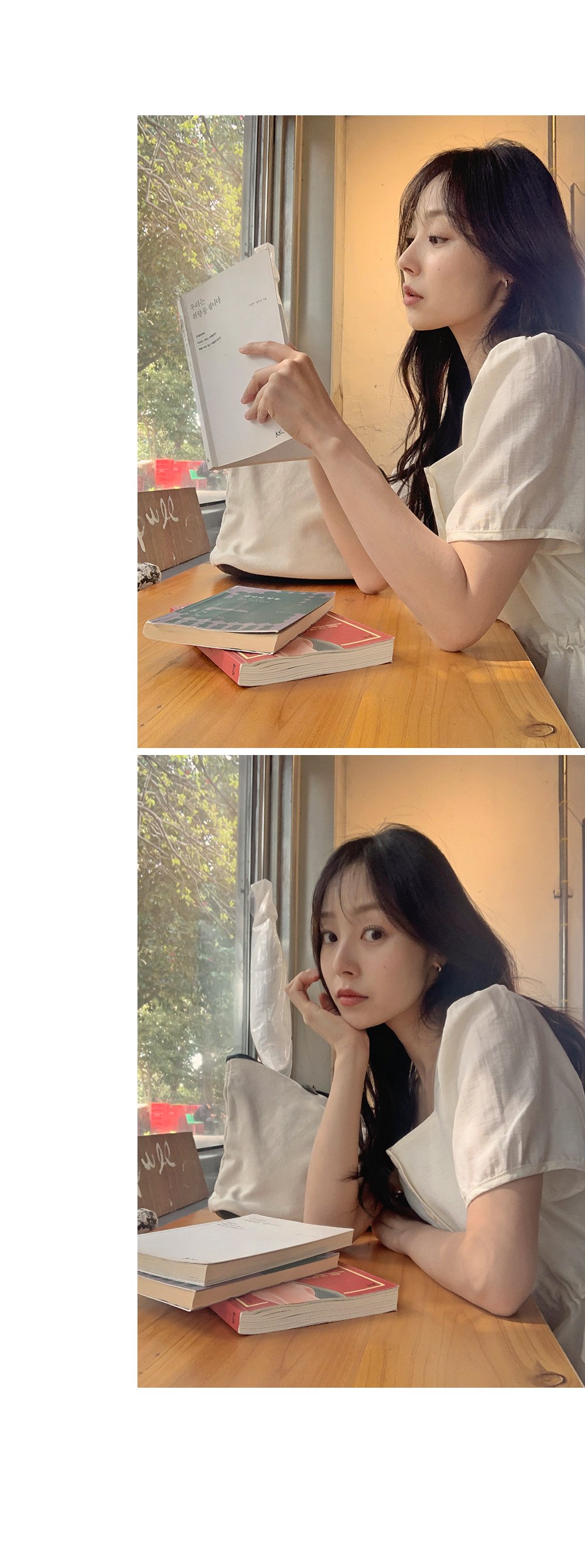 쥬센 스퀘어넥 스트링 반팔 블라우스+밴딩 롱스커트set