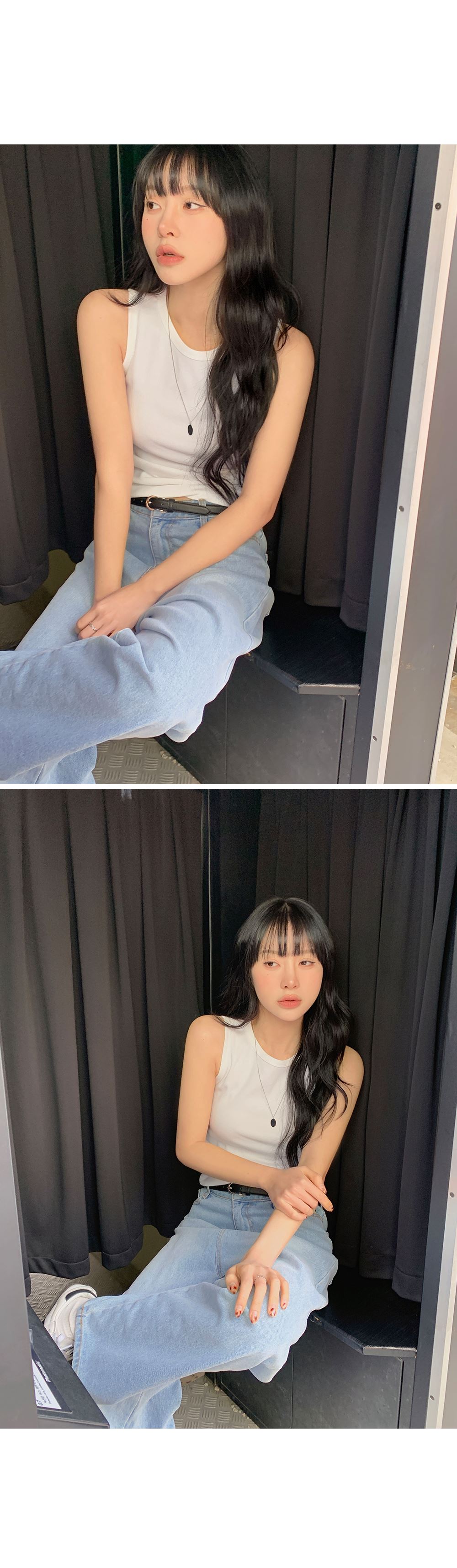 이지골지 라운드넥 슬림핏 베이직 나시